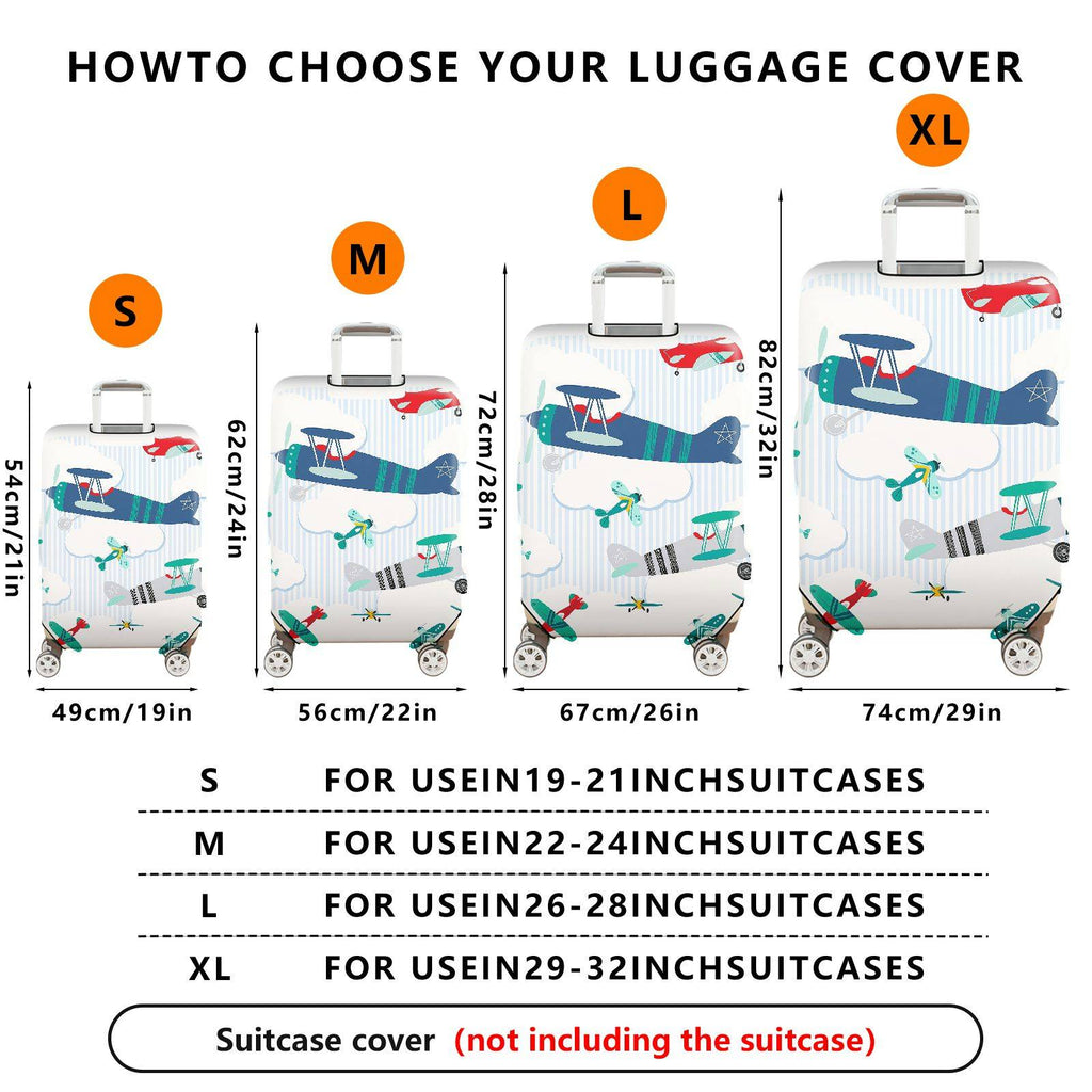 1-Piece Airplane Cloud Stripe Travel Luggage  Suitcase Luggage Cover, Stretch Protective Sleeve