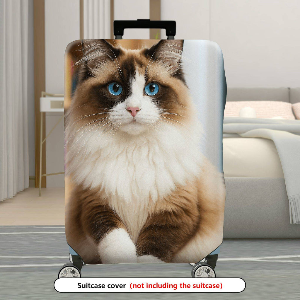 1-Piece Cute Adorable Cat Portrait Feline Travel  Suitcase Luggage Cover, Stretch Protective Sleeve
