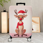 1-Piece Reindeer Santa Hat Red Nose Christmas Holiday Travel  Suitcase Luggage Cover, Stretch Protective Sleeve