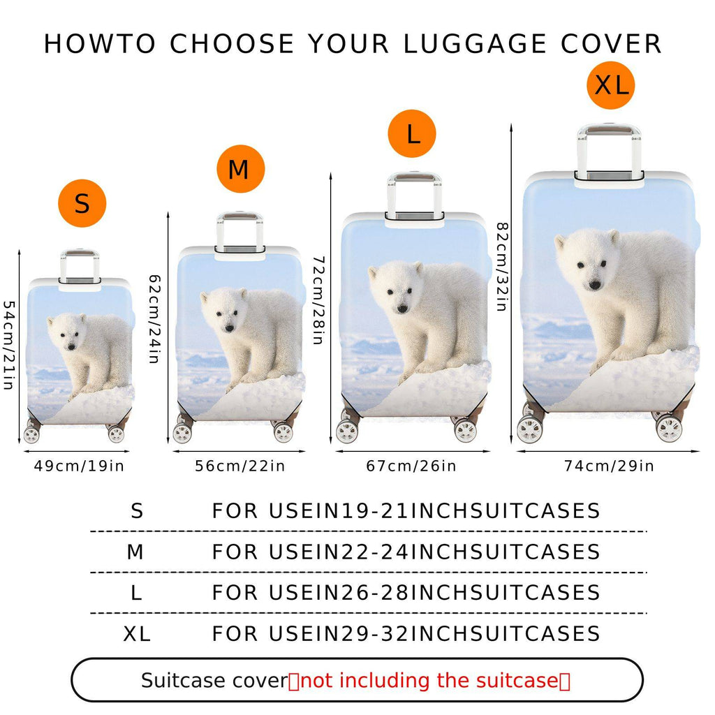 1-Piece Cute Polar Bear Snow Winter Nature Animal White  Suitcase Luggage Cover, Stretch Protective Sleeve