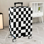 1-Piece Checkered Black White Geometric Modern Stylish  Suitcase Luggage Cover, Stretch Protective Sleeve
