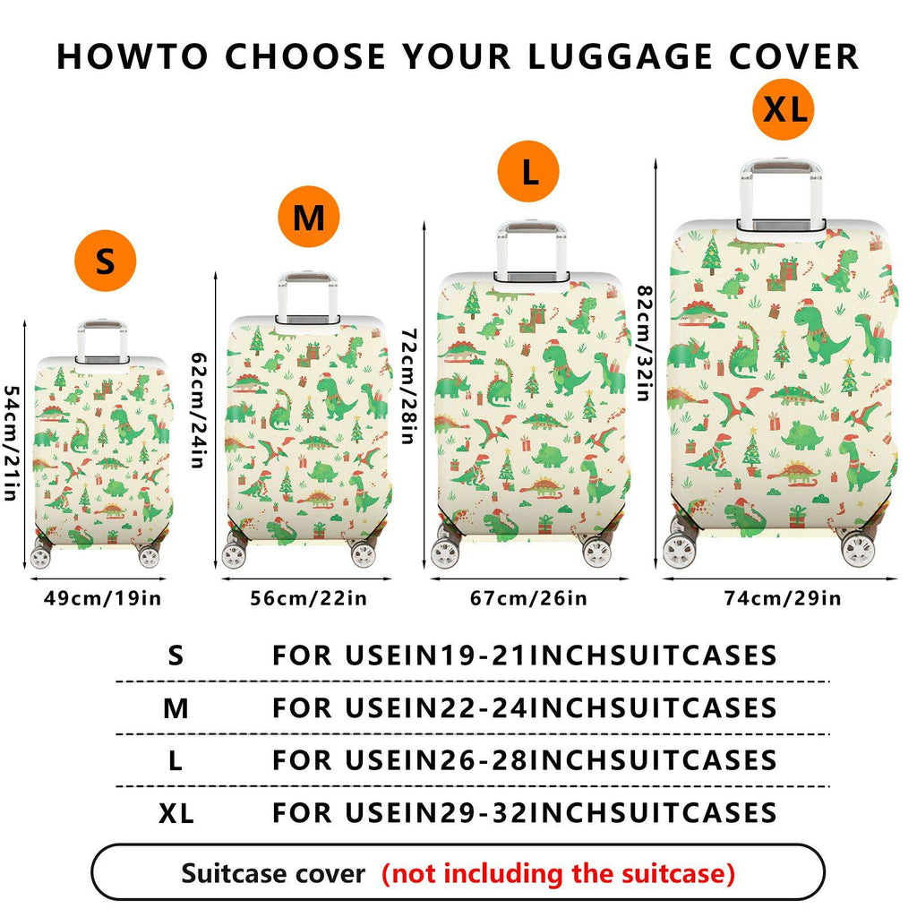 1-Piece Christmas Dinosaur Gift Tree Holiday Snow  Suitcase Luggage Cover, Stretch Protective Sleeve