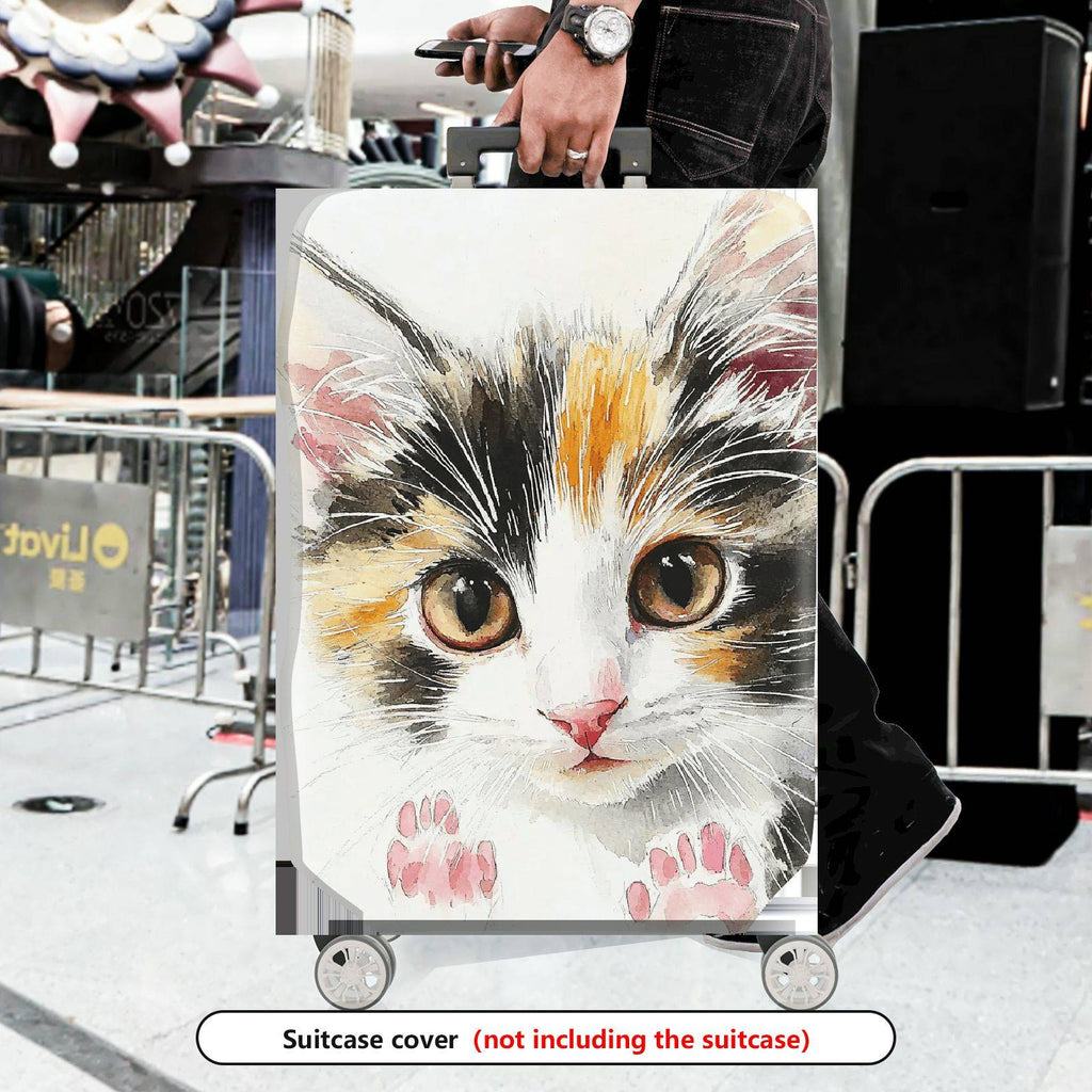 1-Piece Cute Adorable Cat Watercolor Animal Art  Suitcase Luggage Cover, Stretch Protective Sleeve