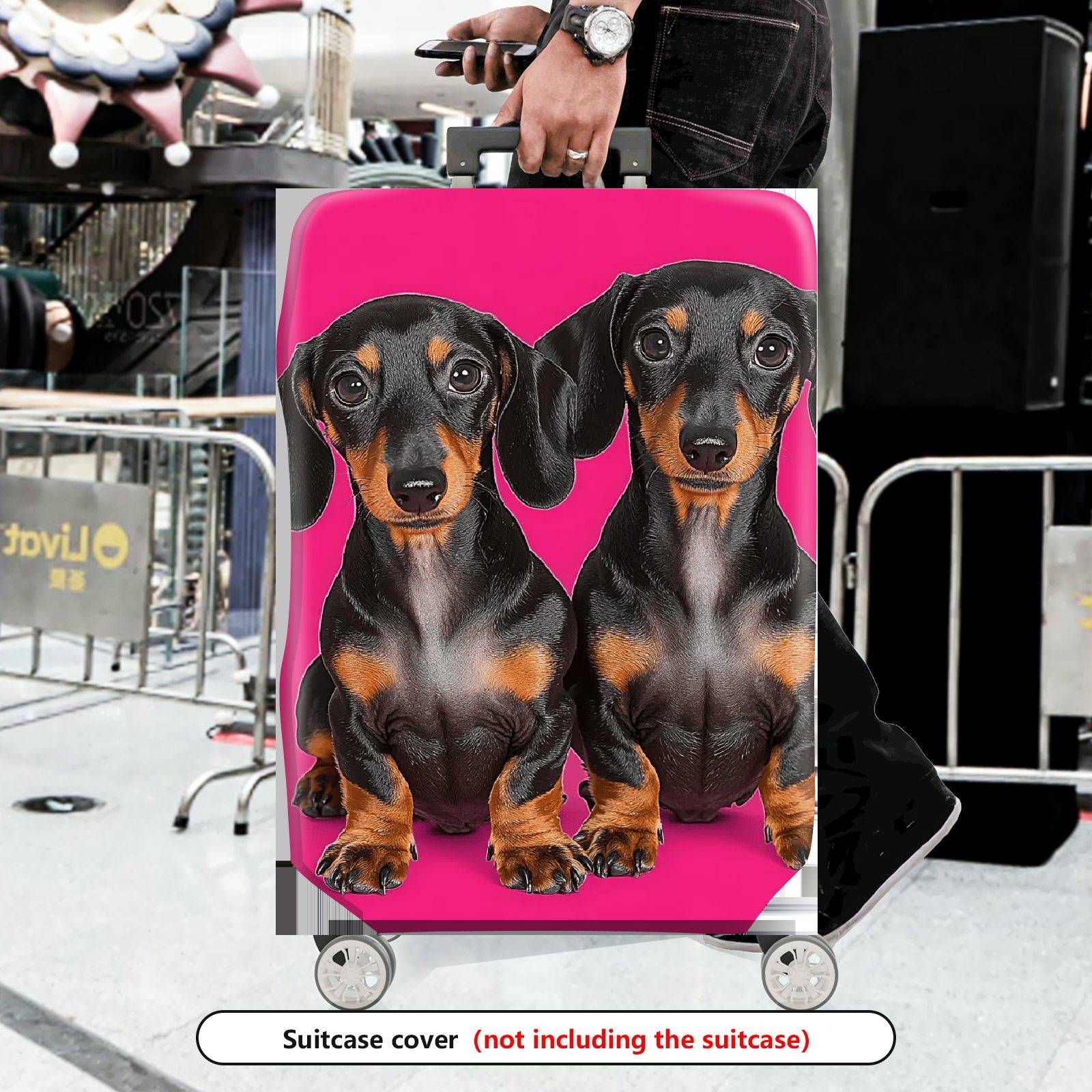 1-Piece Pink Black Brown Dog Pet Animal Cute  Suitcase Luggage Cover, Stretch Protective Sleeve