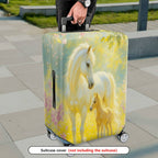 1-Piece Horse Nature Pastoral Floral Artistic  Suitcase Luggage Cover, Stretch Protective Sleeve