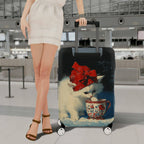 1-Piece Cute Christmas Winter Cat Red Hat Christmas Mug  Suitcase Luggage Cover, Stretch Protective Sleeve