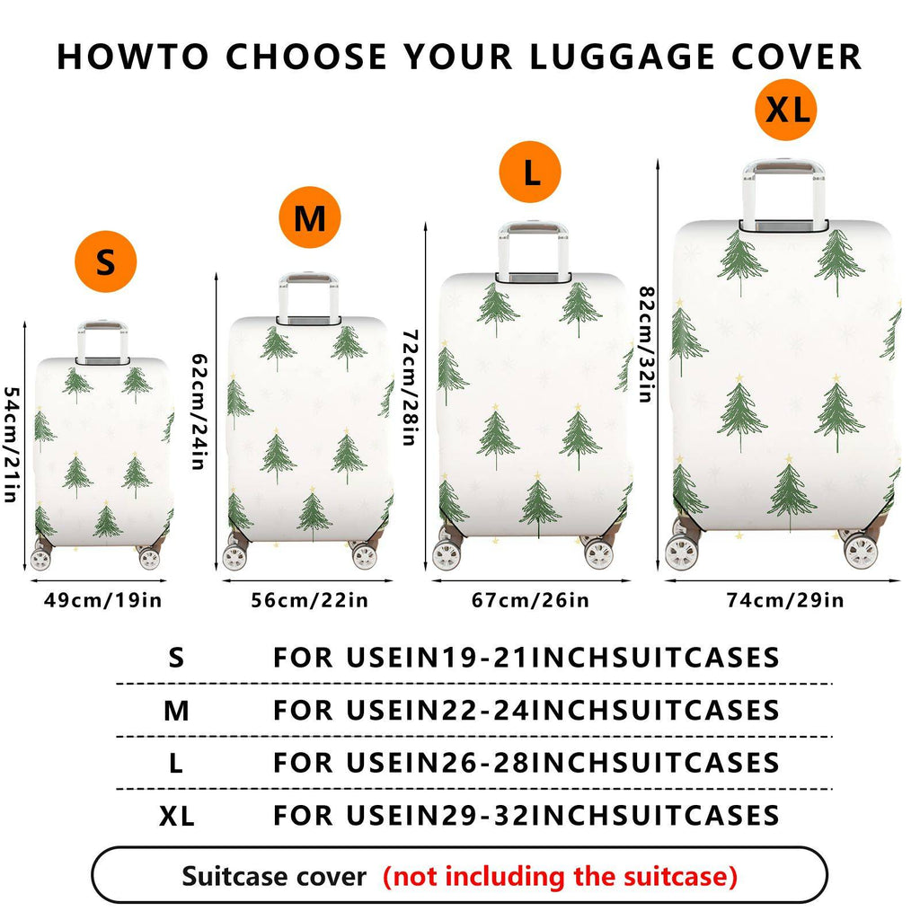 1-Piece Christmas Tree Holiday Seasonal Snow Star Winter  Suitcase Luggage Cover, Stretch Protective Sleeve