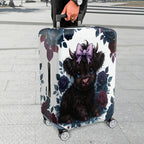 1-Piece Cute Black Highland Cow Floral Bow Travel  Suitcase Luggage Cover, Stretch Protective Sleeve