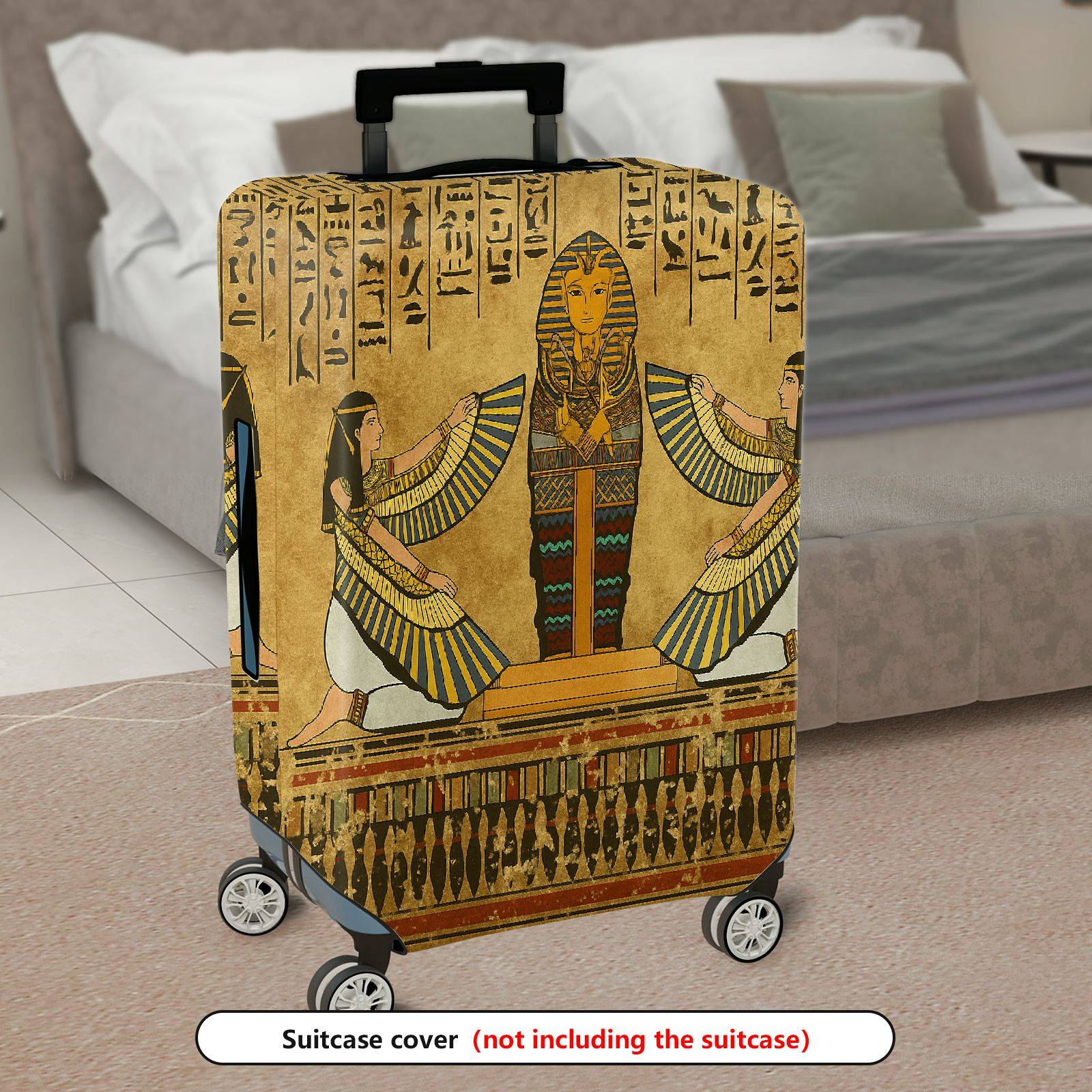 1-Piece Ancient Egyptian Hieroglyphics Pharaoh Cultural Art Deco  Suitcase Luggage Cover, Stretch Protective Sleeve