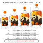 1-Piece Cute  Panda Tree Autumn Nature Luggage  Suitcase Luggage Cover, Stretch Protective Sleeve
