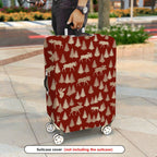 1-Piece Red Elk Christmas Holiday Forest Wildlife Vintage  Suitcase Luggage Cover, Stretch Protective Sleeve