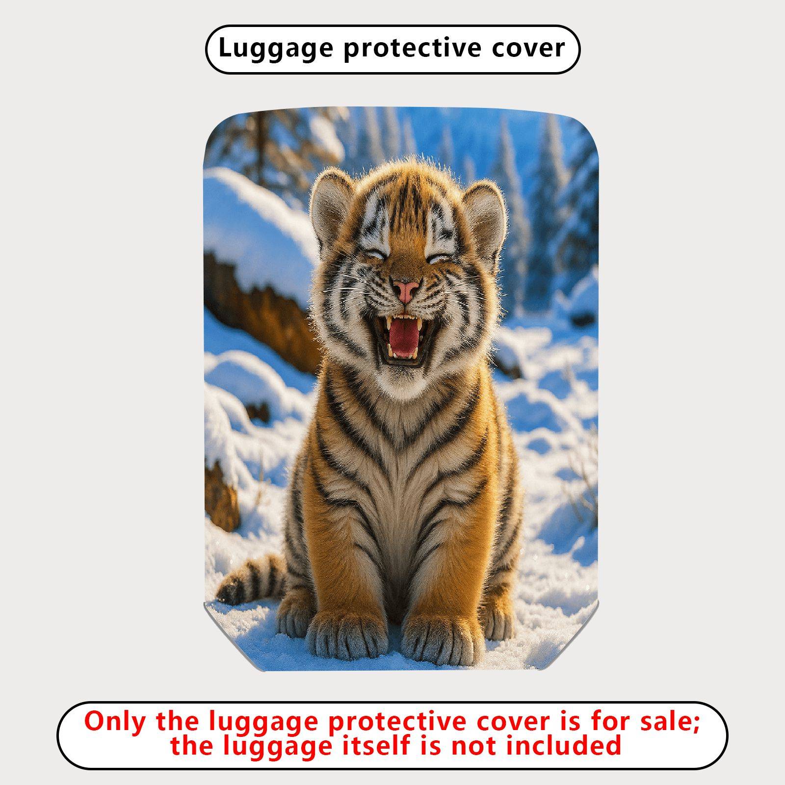 1-Piece Cute Tiger Snow Forest Winter Fun  Suitcase Luggage Cover, Stretch Protective Sleeve