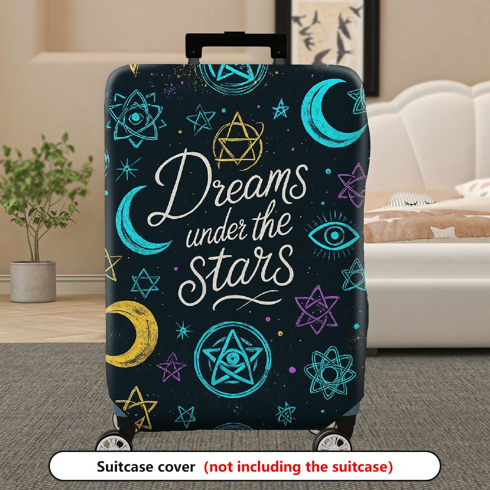 1-Piece Dream Stars Moon Astrology Cosmic Eye  Suitcase Luggage Cover, Stretch Protective Sleeve