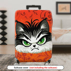 1-Piece Angry Cat  Orange Animal Art Floral  Suitcase Luggage Cover, Stretch Protective Sleeve