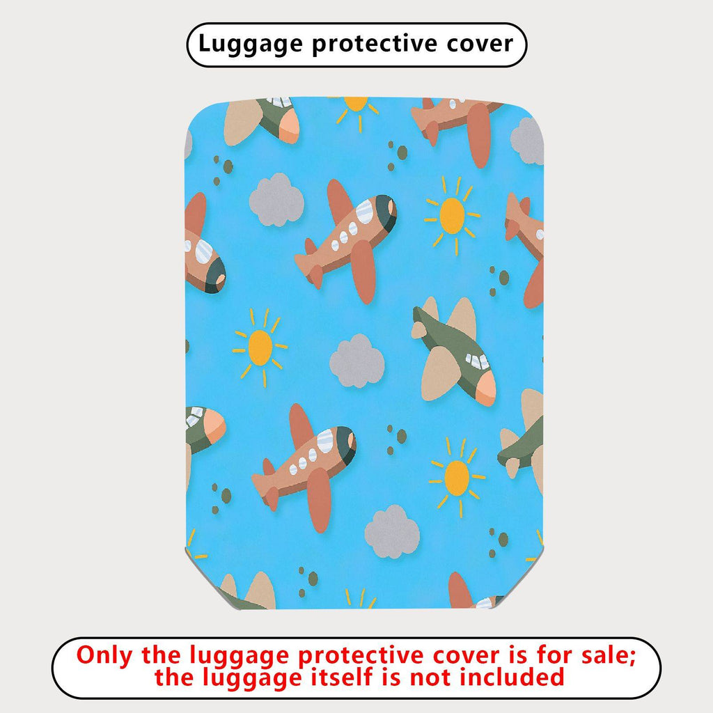 1-Piece Airplane Cloud Sun Blue Travel Adventure Luggage  Suitcase Luggage Cover, Stretch Protective Sleeve