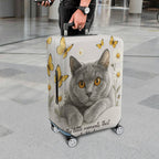 1-Piece Cat Butterfly Flower Words Artistic  Suitcase Luggage Cover, Stretch Protective Sleeve