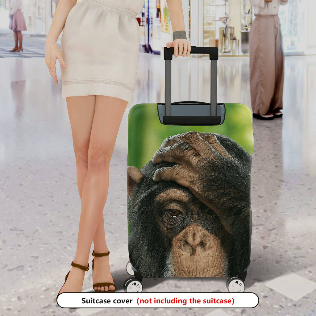 1-Piece Cute Monkey Forest Green Animal Nature Funny  Suitcase Luggage Cover, Stretch Protective Sleeve