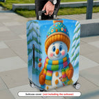 1-Piece Snowman Winter Holiday Colorful Cute Fun  Suitcase Luggage Cover, Stretch Protective Sleeve