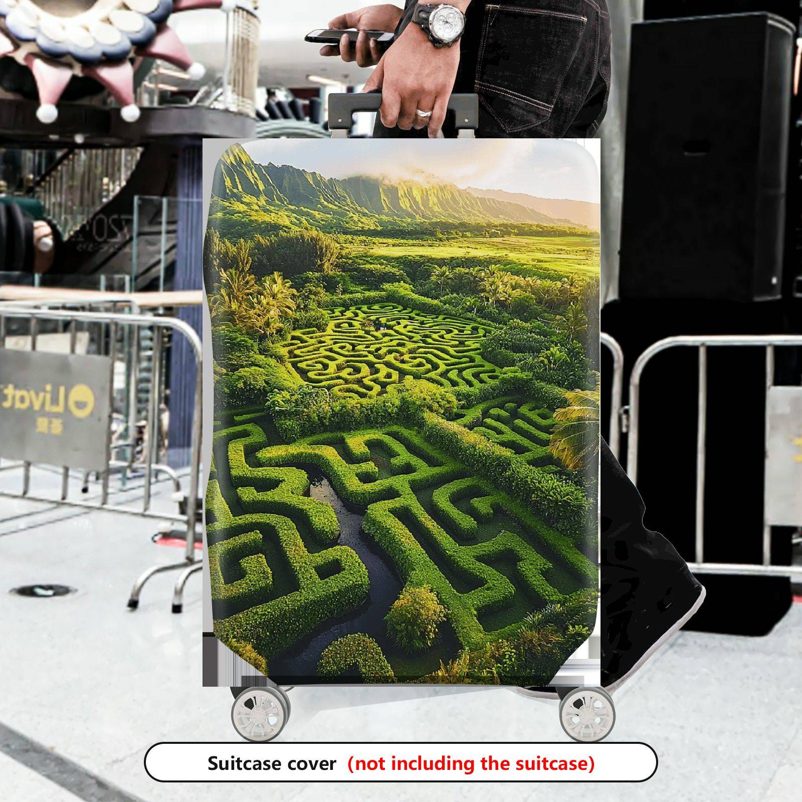 1-Piece Green Maze Landscape Nature Scenic Art  Suitcase Luggage Cover, Stretch Protective Sleeve