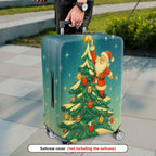 1-Piece Christmas Santa Claus Tree Decoration Star Holiday  Suitcase Luggage Cover, Stretch Protective Sleeve