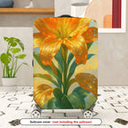 1-Piece Golden Lily Floral Vibrant Artistic Luggage  Suitcase Luggage Cover, Stretch Protective Sleeve
