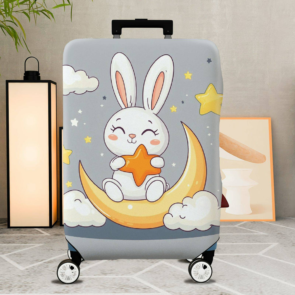 1-Piece Rabbit Moon Star Cloud Cute Soft Dreamy  Suitcase Luggage Cover, Stretch Protective Sleeve