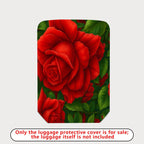 1-Piece Red Green Floral Leaves Rose  Suitcase Luggage Cover, Stretch Protective Sleeve
