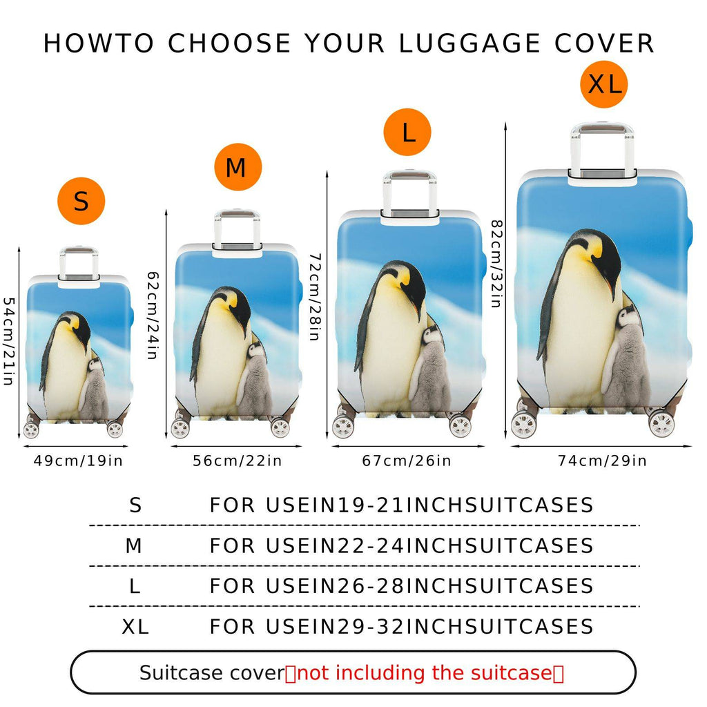 1-Piece Penguin Family Arctic Nature Wildlife Cute Travel  Suitcase Luggage Cover, Stretch Protective Sleeve