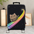 1-Piece Cute Cat Rainbow Galaxy Starry Night Cosmic  Suitcase Luggage Cover, Stretch Protective Sleeve