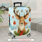 1-Piece Reindeer Winter Snowflakes Ornaments Holiday  Suitcase Luggage Cover, Stretch Protective Sleeve