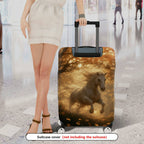 1-Piece Golden Forest Horse Fantasy Running Wildlife Artistic  Suitcase Luggage Cover, Stretch Protective Sleeve