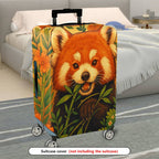 1-Piece Red Panda Floral Leaf Nature Animal Cute  Suitcase Luggage Cover, Stretch Protective Sleeve