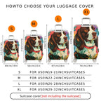 1-Piece Dog Floral Colorful Artistic Pet Travel Holiday  Suitcase Luggage Cover, Stretch Protective Sleeve