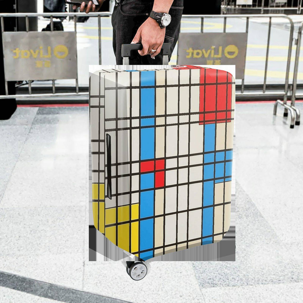 1-Piece Geometric Colorful Retro Modern Artistic Chic  Suitcase Luggage Cover, Stretch Protective Sleeve