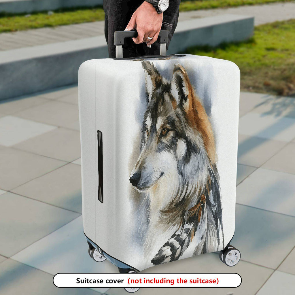 1-Piece Artistic Wolf Feather Pattern  Suitcase Luggage Cover, Stretch Protective Sleeve