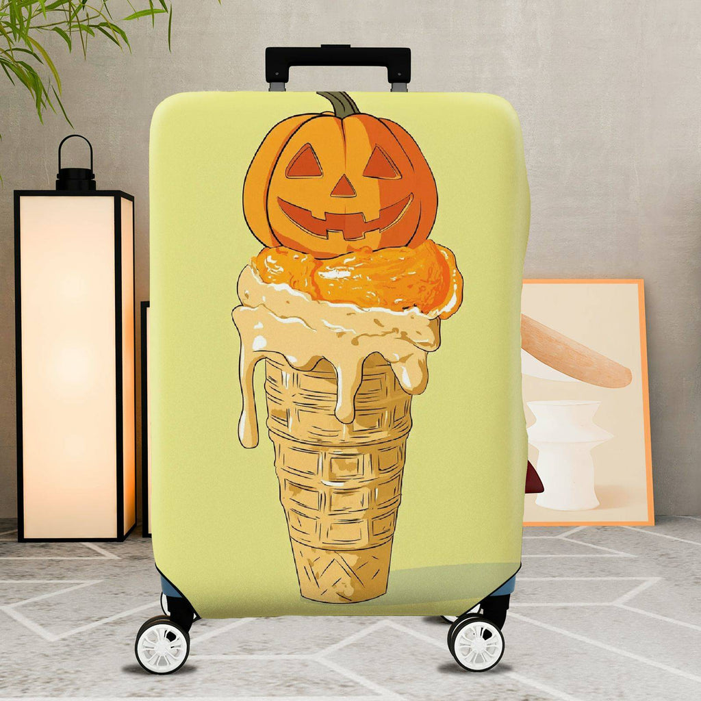1-Piece Pumpkin Ice Cream Cone Halloween Holiday Decorative Travel  Suitcase Luggage Cover, Stretch Protective Sleeve