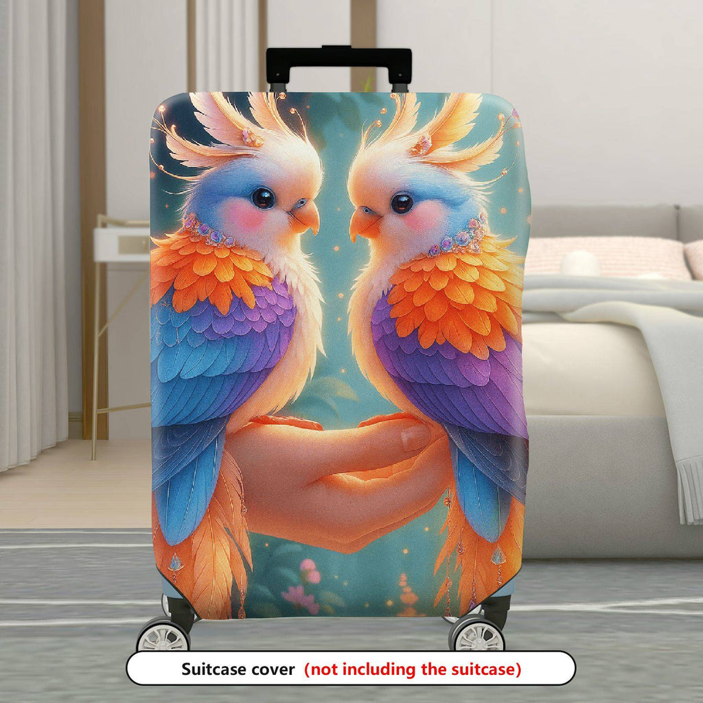 1-Piece Painted Feather Parrot Floral Abstract  Suitcase Luggage Cover, Stretch Protective Sleeve