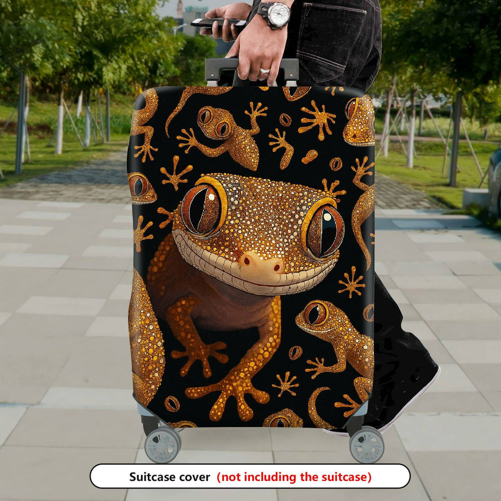 1-Piece Gecko Reptile Animal  Cute Fun  Suitcase Luggage Cover, Stretch Protective Sleeve