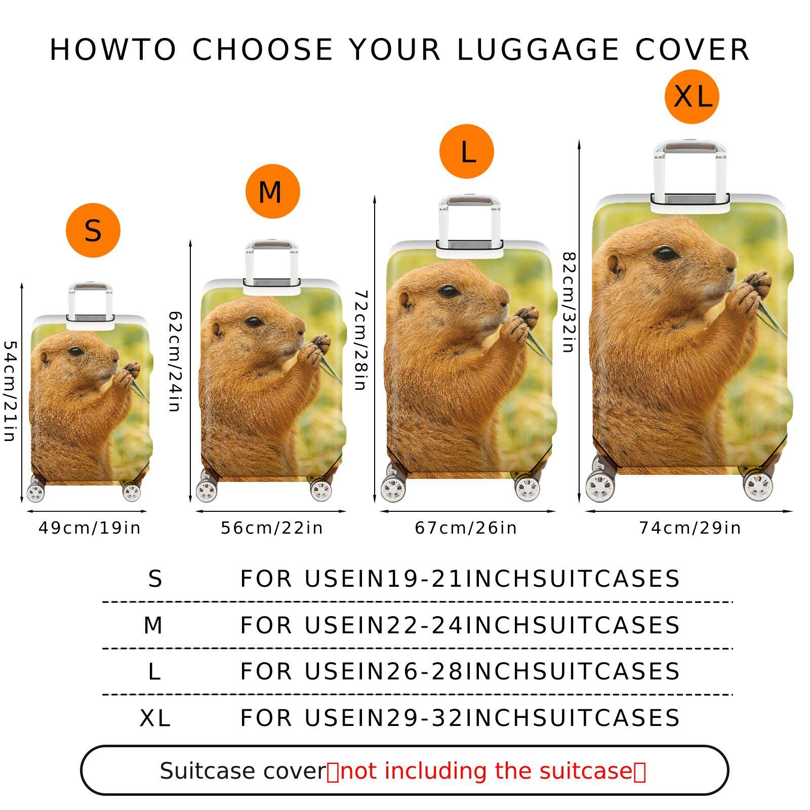 1-Piece Brown Animal Nature Wildlife Cute Prairie Dog  Suitcase Luggage Cover, Stretch Protective Sleeve