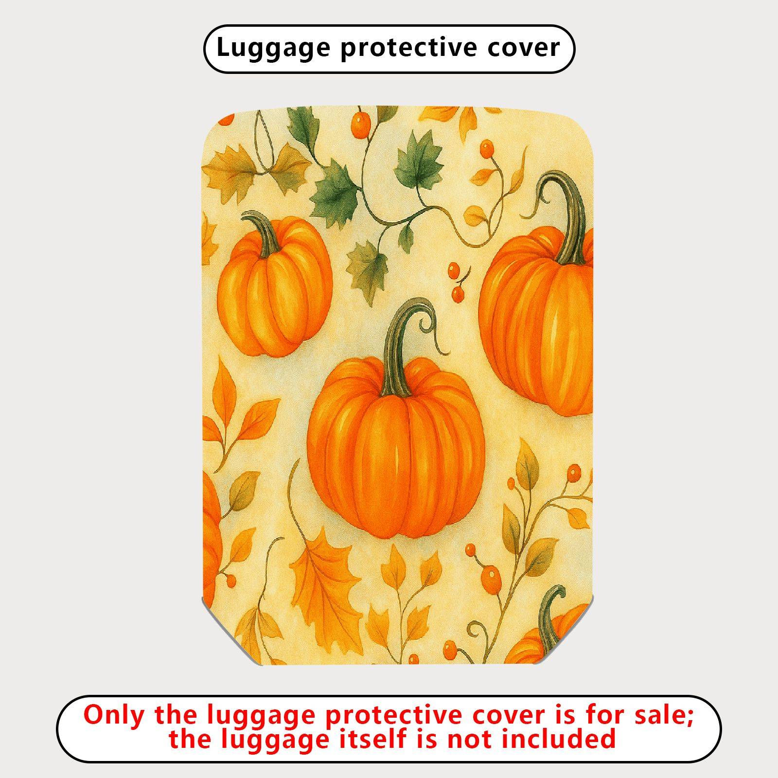 1-Piece Pumpkin Autumn Leaves Harvest Thanksgiving Holiday  Suitcase Luggage Cover, Stretch Protective Sleeve