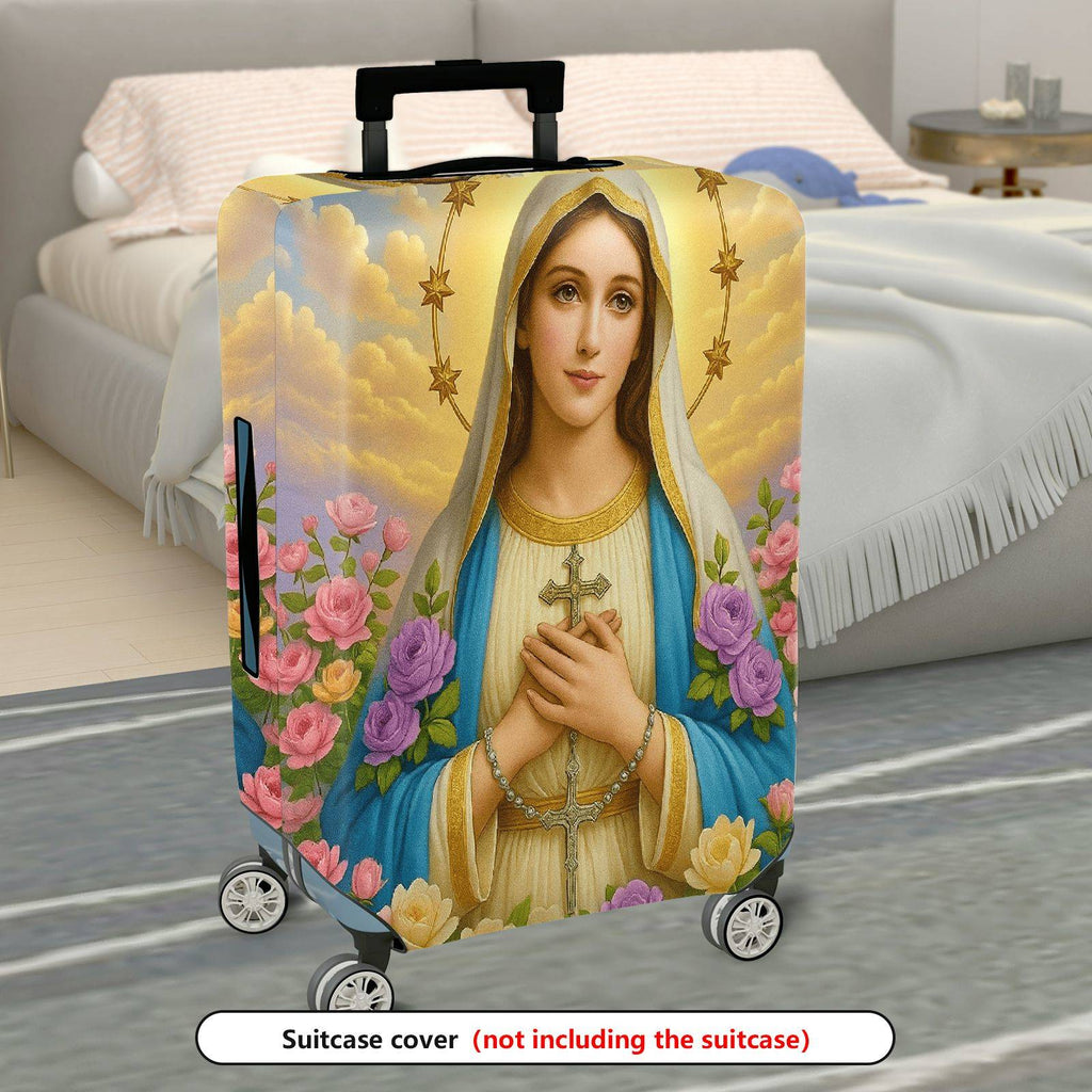 1-Piece Religious Icon Floral Sky Star Halo Sacred  Suitcase Luggage Cover, Stretch Protective Sleeve