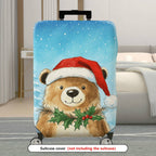 1-Piece Christmas Bear Snow Holiday Festive  Suitcase Luggage Cover, Stretch Protective Sleeve