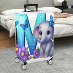 1-Piece Butterfly Floral Elephant Monogram Vibrant Letter  Suitcase Luggage Cover, Stretch Protective Sleeve