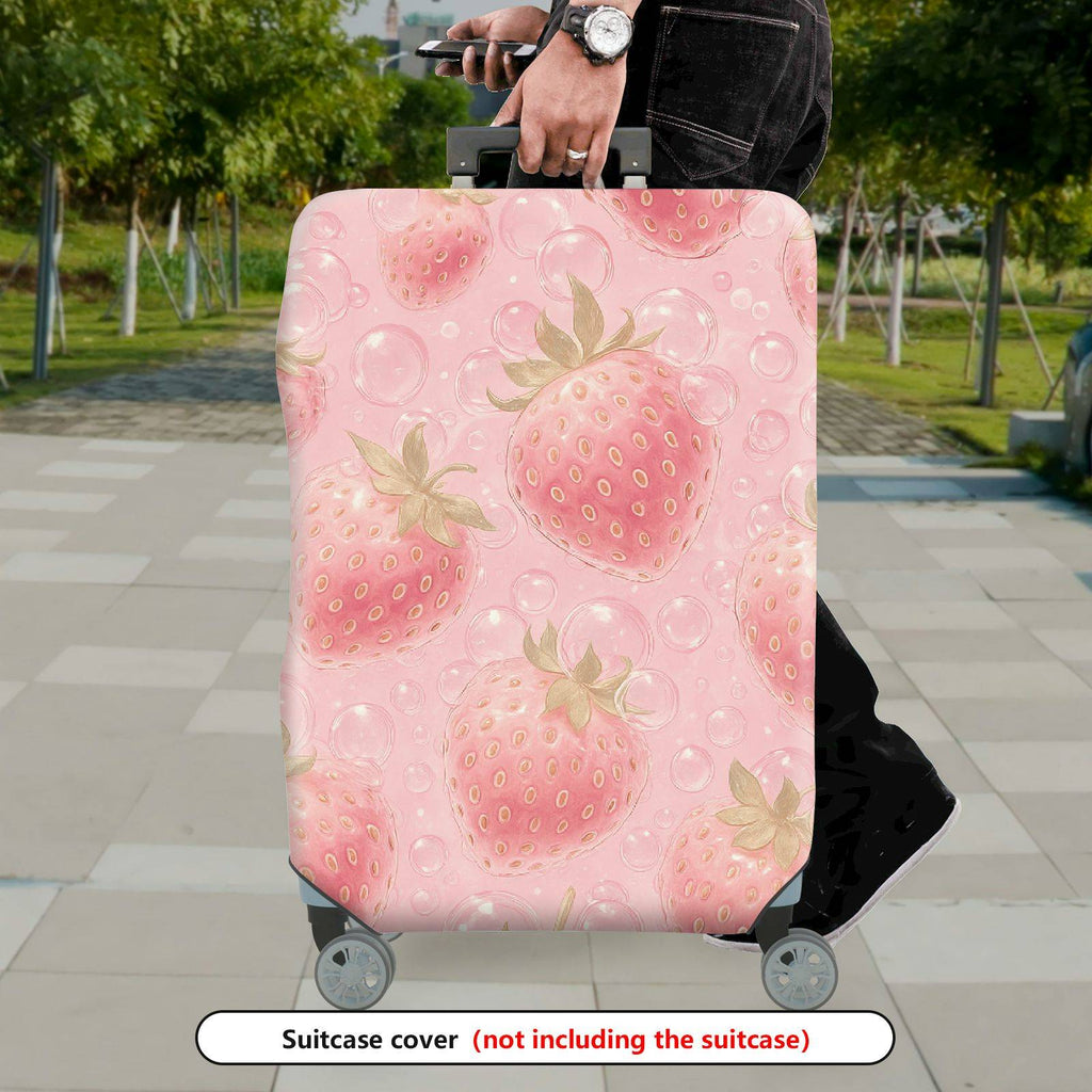 1-Piece Strawberry Pink Bubble Cute Fun Cheerful  Suitcase Luggage Cover, Stretch Protective Sleeve