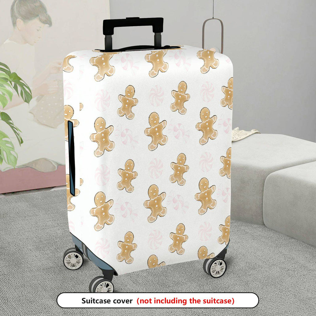 1-Piece Gingerbread Candy Christmas Holiday Festive  Suitcase Luggage Cover, Stretch Protective Sleeve