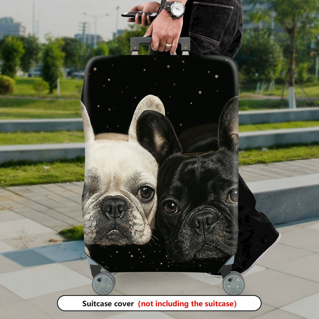 1-Piece Adorable Bulldog Starry Night Pet Lover Cute Dog  Suitcase Luggage Cover, Stretch Protective Sleeve