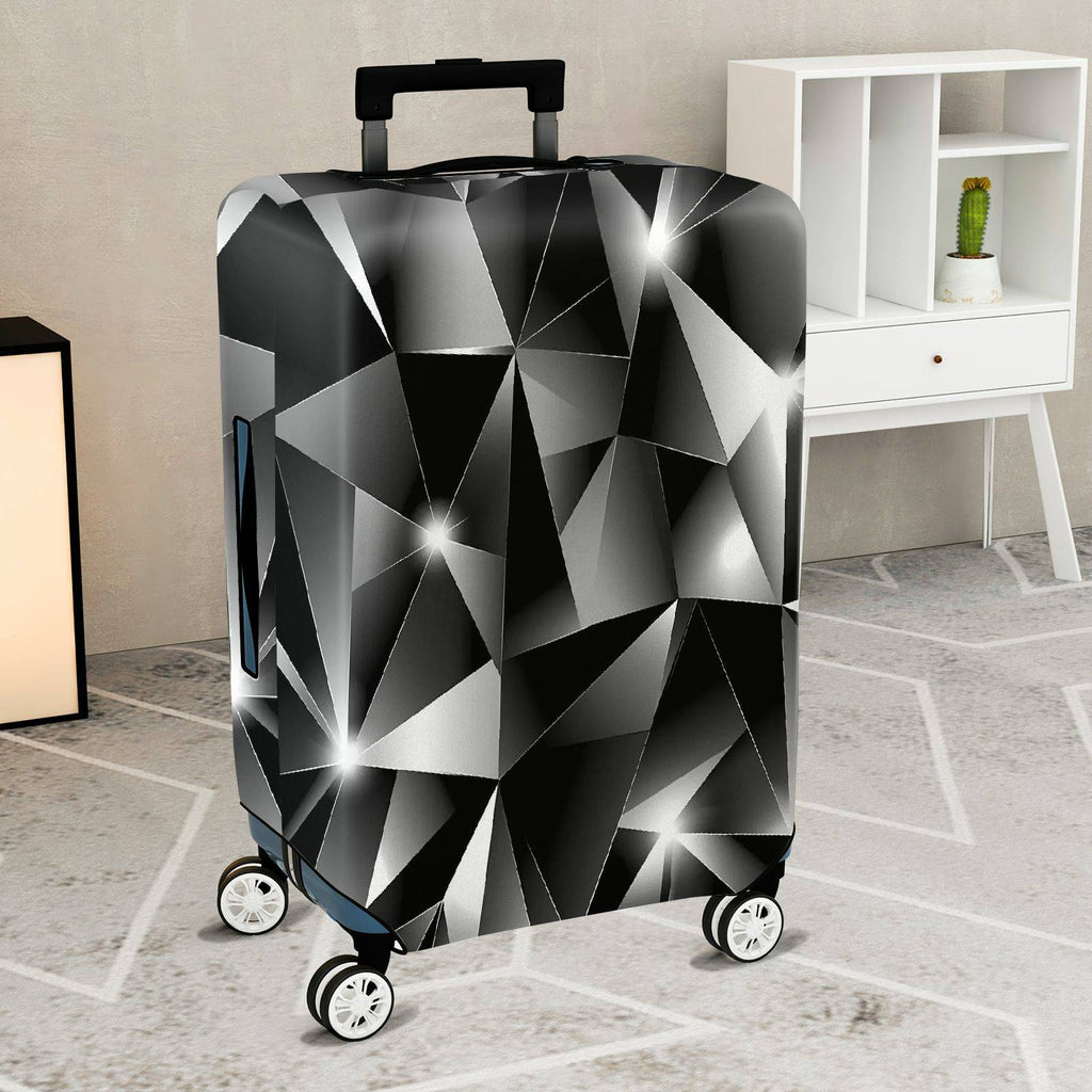 1-Piece Geometric Abstract Black Silver Modern Stylish Elegant  Suitcase Luggage Cover, Stretch Protective Sleeve