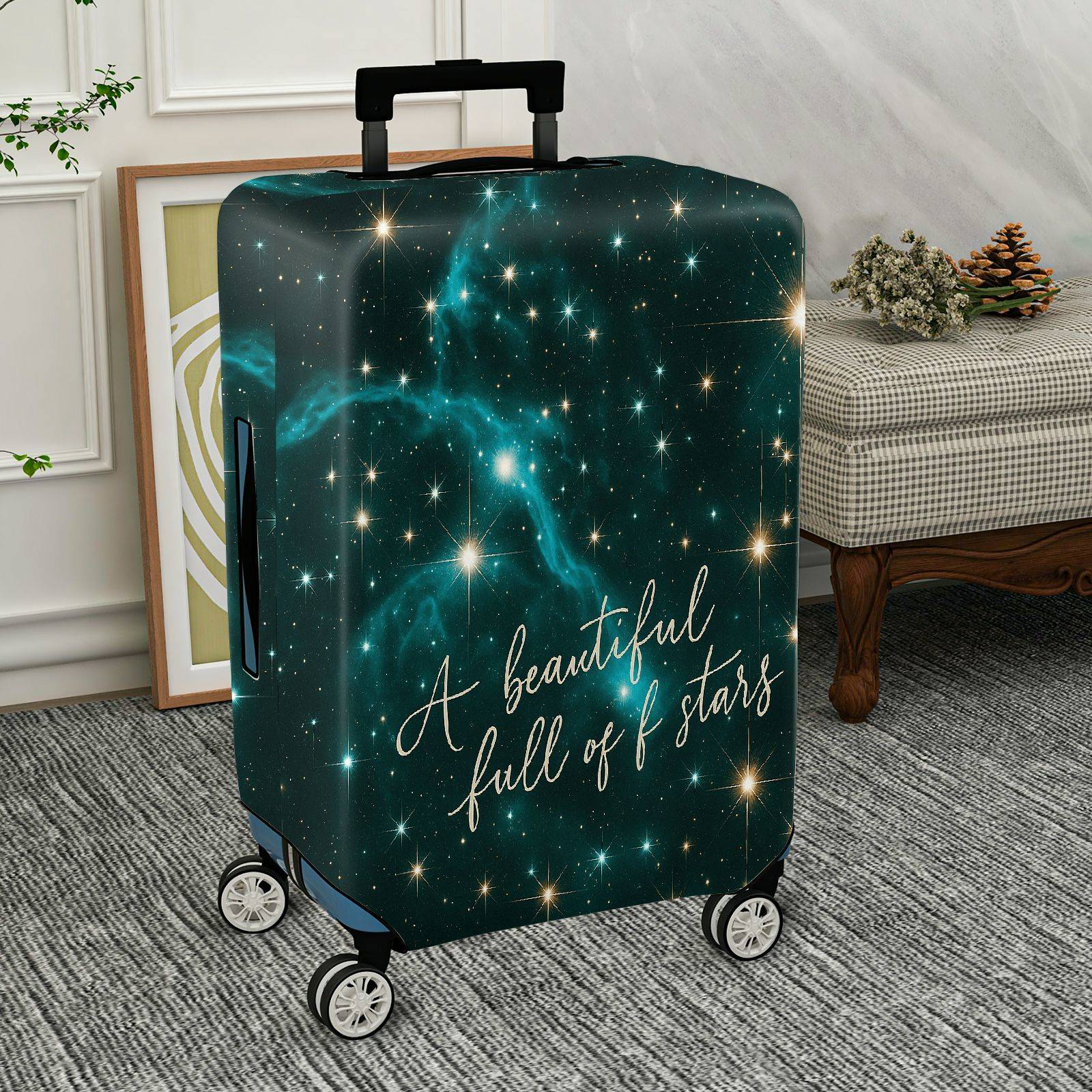 1-Piece Starry Galaxy Astral Cosmic Celestial Night  Suitcase Luggage Cover, Stretch Protective Sleeve
