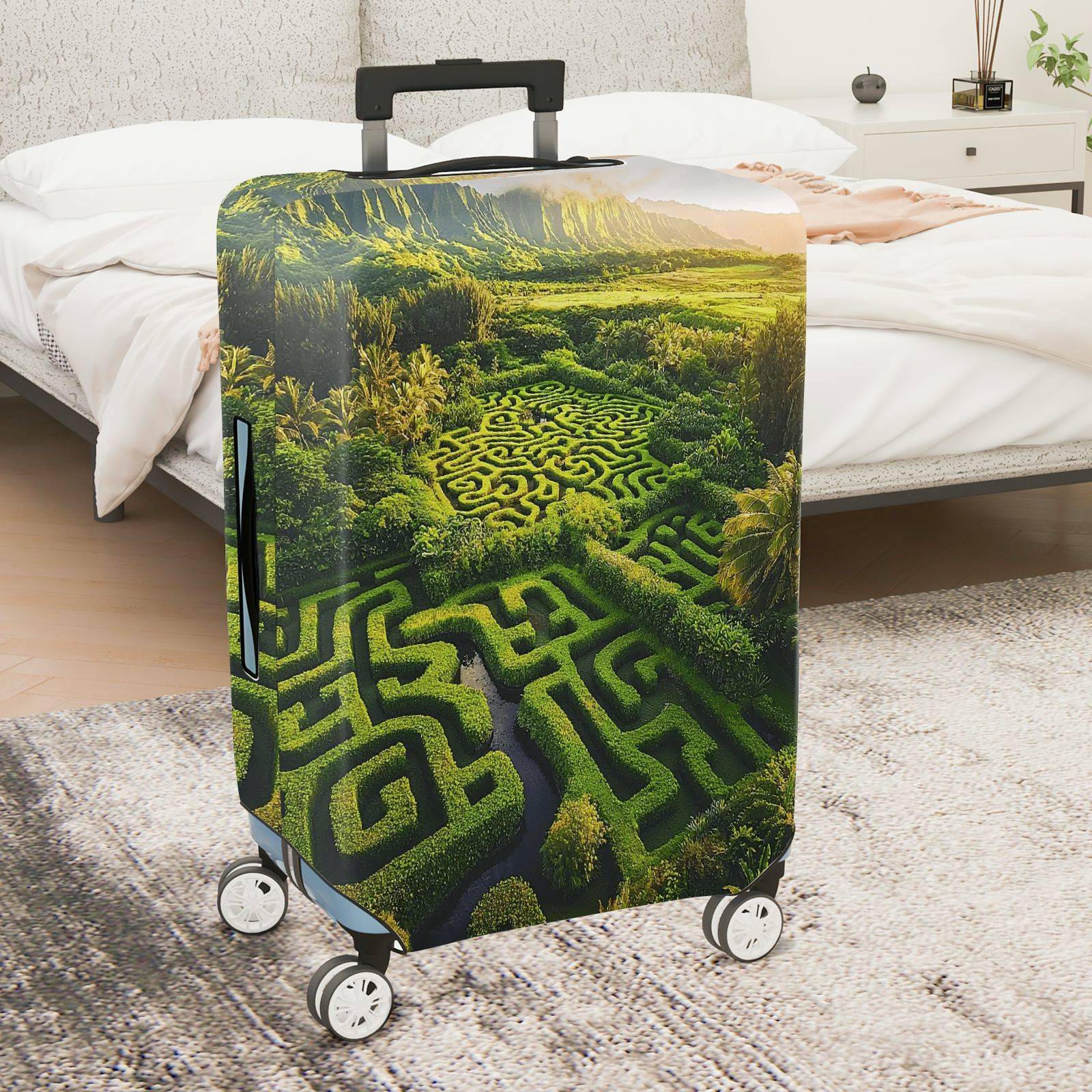 1-Piece Green Maze Landscape Nature Scenic Art  Suitcase Luggage Cover, Stretch Protective Sleeve