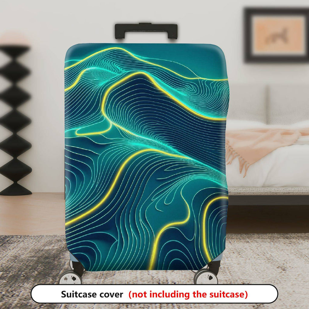 1-Piece Abstract  Line Wave Dynamic Vivid Geometric  Suitcase Luggage Cover, Stretch Protective Sleeve